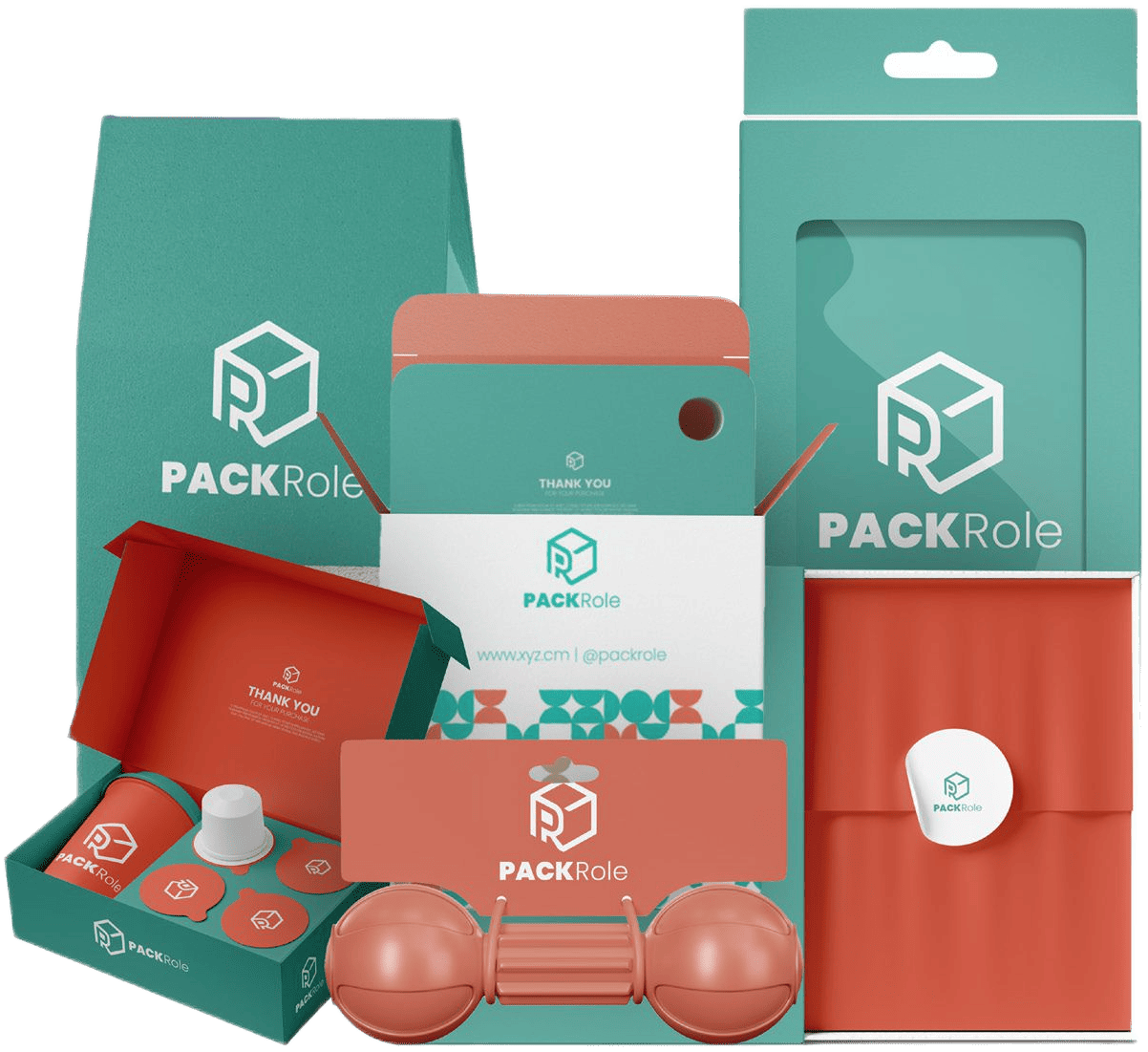 Assortment of custom retail boxes for product display
